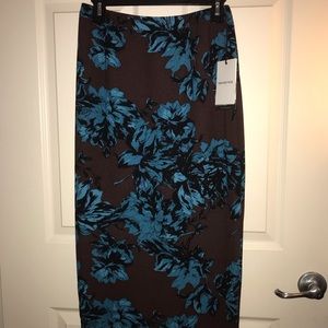 NWT! Beautiful dark brown floral midi skirt